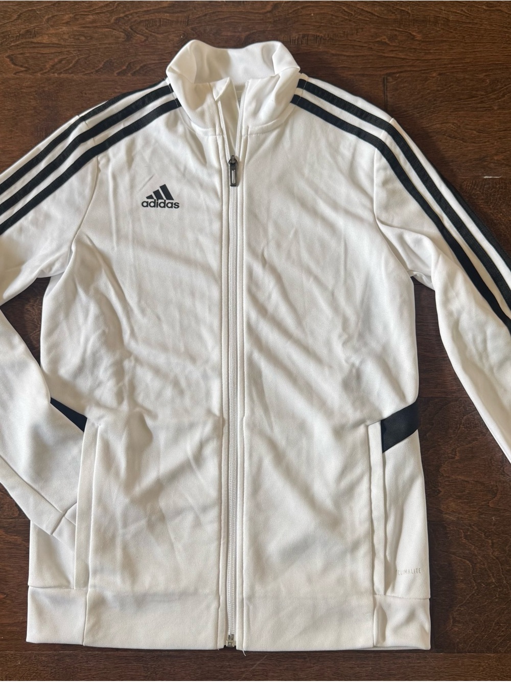 adidas White Track Jacket with Black Stripes
